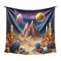 magnificent minimalist Tapestry Wall Hanging with Mythological Scene Isolated professional png