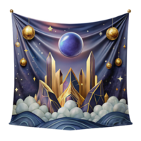 elegant artistic Tapestry Wall Hanging with Mythological Scene Isolated original png