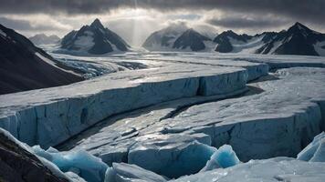 Glacier Landscape with Mountains and Cloudy Sky Scenic Winter View photo