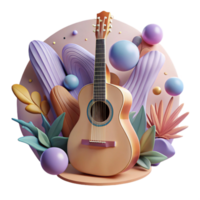 beautiful abstract Acoustic Guitar Cutout Front View Transparent Background premium png