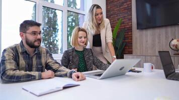 Collaborative brainstorming session at a modern office space video