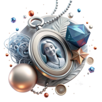 beautiful abstract Antique Silver Locket with Floral Engraving Cutout high quality png
