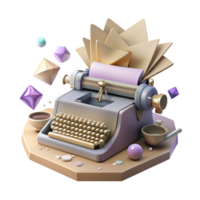 dramatic creative Antique Typewriter with Paper Isolated high quality png