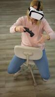Engaging virtual reality gaming experience in a cozy indoor setting with a gamer immersed in action video