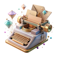 serene minimalist Antique Typewriter Transparent Background Side Angle authentic png