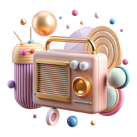 wonderful contemporary Art Deco Radio Transparent Background with Detailed Knobs high quality png