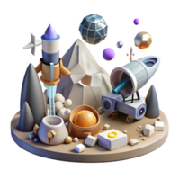 extraordinary artistic Asteroid Mining Operation Cutout with Spacecraft and Equipment genuine png