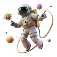 serene creative Astronaut Spacewalk Transparent Background with Tether Line professional png