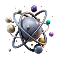 serene abstract Atom Model Spherical Shape with Electrons Isolated premium png