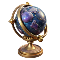 impressive minimalist Vintage Globe with Ornate Stand Isolated Element authentic png