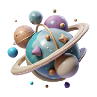 serene artistic Binary Star System Transparent Background with Orbiting Planets original png