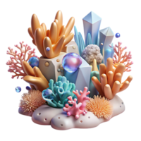 serene rustic Bio Luminescent Coral Reef Scene Transparent Background exclusive png