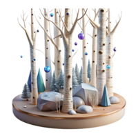 stunning minimalist Birch Tree Forest Stand Winter Scene Isolated exclusive png