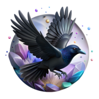 extraordinary minimalist Black Raven Silhouette in Flight Isolated high quality png
