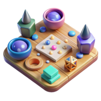 serene artistic Board Game Isolated with Dice and Pieces high resolution png