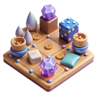 extraordinary rustic Board Game Isolated with Dice and Pieces authentic png