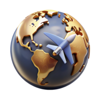 dramatic creative World Map with Airplane Icon Transparent Background high resolution png