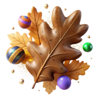 wonderful minimalist Brown Oak Leaf with Texture Cutout Isolated professional png