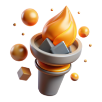 elegant classic Burning Torch with Orange Flame Isolated Element authentic png