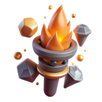 beautiful rustic Burning Torch with Orange Flame Isolated Element professional png