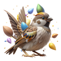 elegant minimalist Chirping Sparrow Brown Feathers Cutout premium png