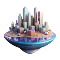 impressive rustic City Skyline Reflection in Puddle Isolated professional png