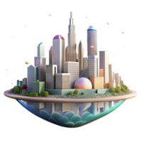 impressive rustic City Skyline Reflection in Puddle Isolated authentic png