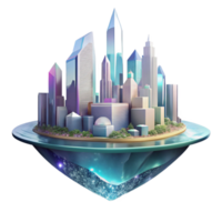 extraordinary artistic City Skyline Reflection in Puddle Isolated detailed png