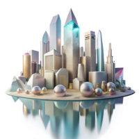 serene rustic City Skyline Reflection in Puddle Isolated original png