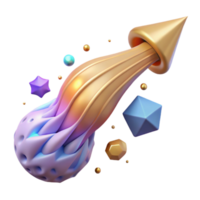 dramatic minimalist Comet with Tail Cutout on Transparent Background original png