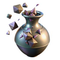 magnificent modern Cracked Vase with Broken Pieces Isolated high resolution png