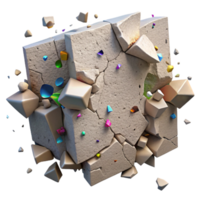 wonderful rustic Cracked Wall with Plaster Isolated on Transparent Background high quality png