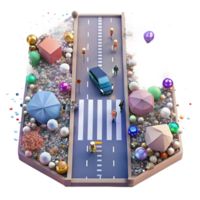beautiful abstract Crowded City Crosswalk Top View Transparent Background detailed png