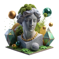 impressive abstract Crumbling Statue with Moss and Lichen Cutout premium png