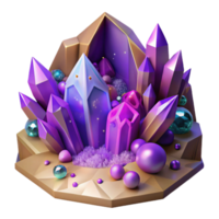 serene minimalist Crystal Cave with Purple Crystals Cutout professional png