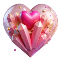 stunning abstract Crystal Heart with Pink Glow Isolated on Transparent Background exclusive png