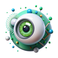 wonderful minimalist Cybernetic Eye with Green Iris Transparent authentic png