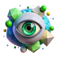 extraordinary contemporary Cybernetic Eye with Green Iris Transparent professional png