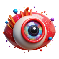 stunning minimalist Cybernetic Eye with Red Iris Isolated on Transparent Background png