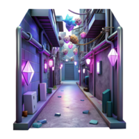 elegant modern Cyberpunk Alleyway with Neon Signs Cutout original png
