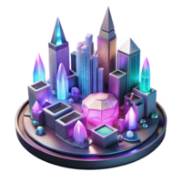 wonderful minimalist Cyberpunk Cityscape with Neon Signs Element detailed png
