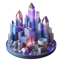 serene rustic Cyberpunk City Skyline Night Scene Transparent Background detailed png