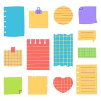 Colorful Paper Sheets for Memo Notes Set vector