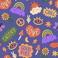 Groovy Psychedelic Seamless Pattern vector