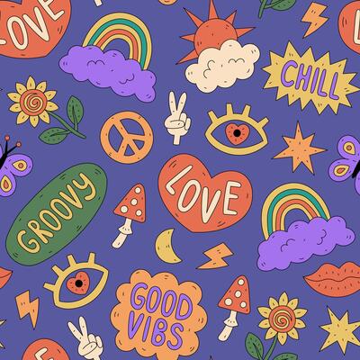 Groovy Psychedelic Seamless Pattern