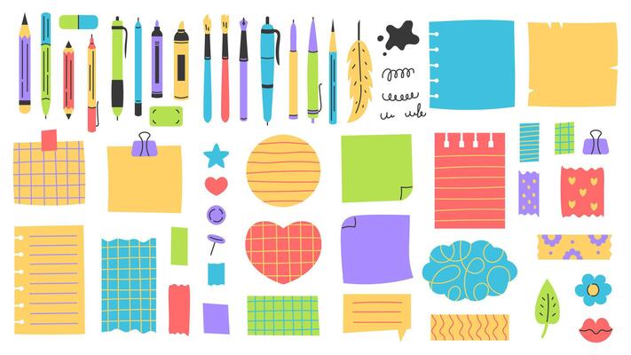 Stationery Writing Tools and Paper Sheets Set