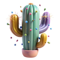 elegant artistic Desert Cactus with Spines Transparent Background high quality png