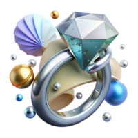 magnificent creative Diamond Ring Transparent Background with Silver Band genuine png