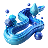 dramatic abstract Digital Data Stream Flowing Blue Transparent Background premium png