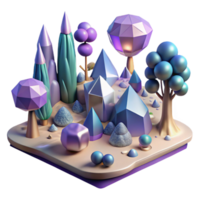 beautiful artistic Digital Landscape with Pixelated Trees Cutout high quality png